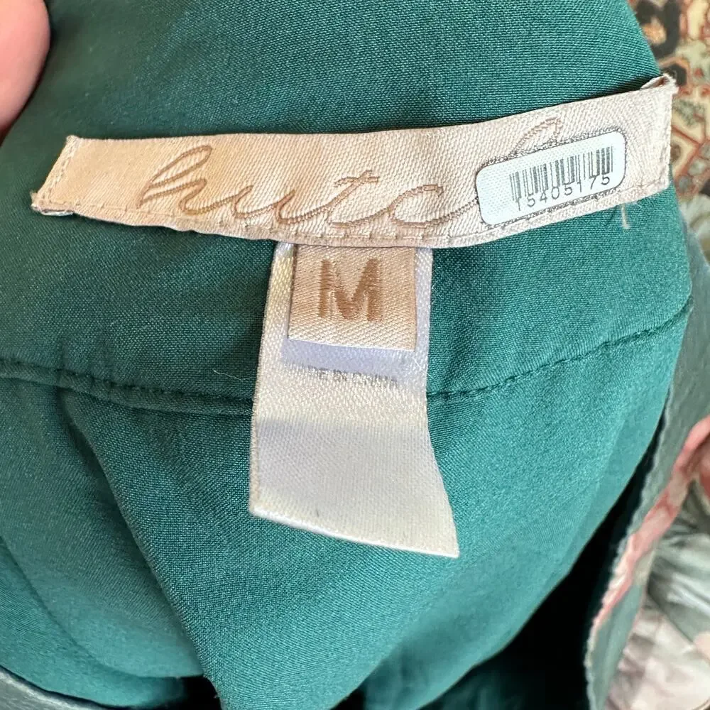 Hutch Hunter Green Chiffon Ruffle Top MEDIUM Cottage Fall Romantic Designer $180 - Picture 10 of 10